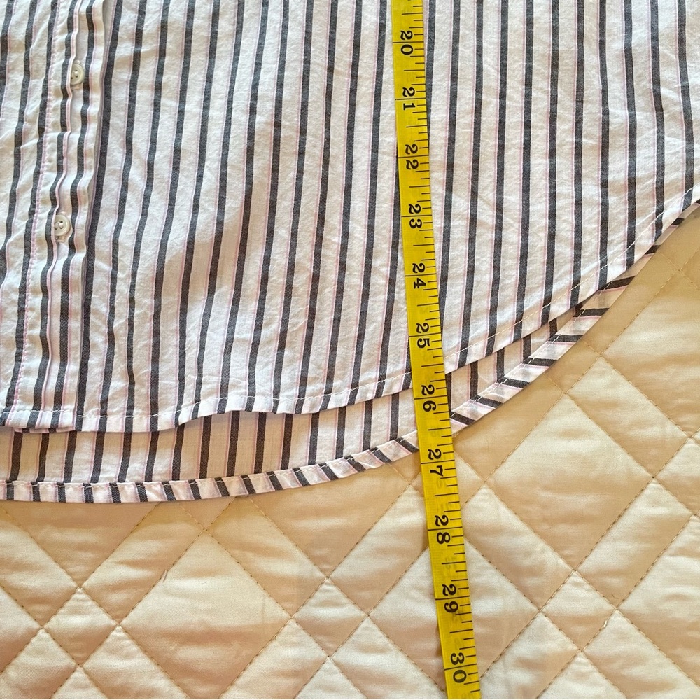 XiRENA White Black Pink Striped Rolled Cuff Short Sleeve Top Medium - Picture 7 of 12